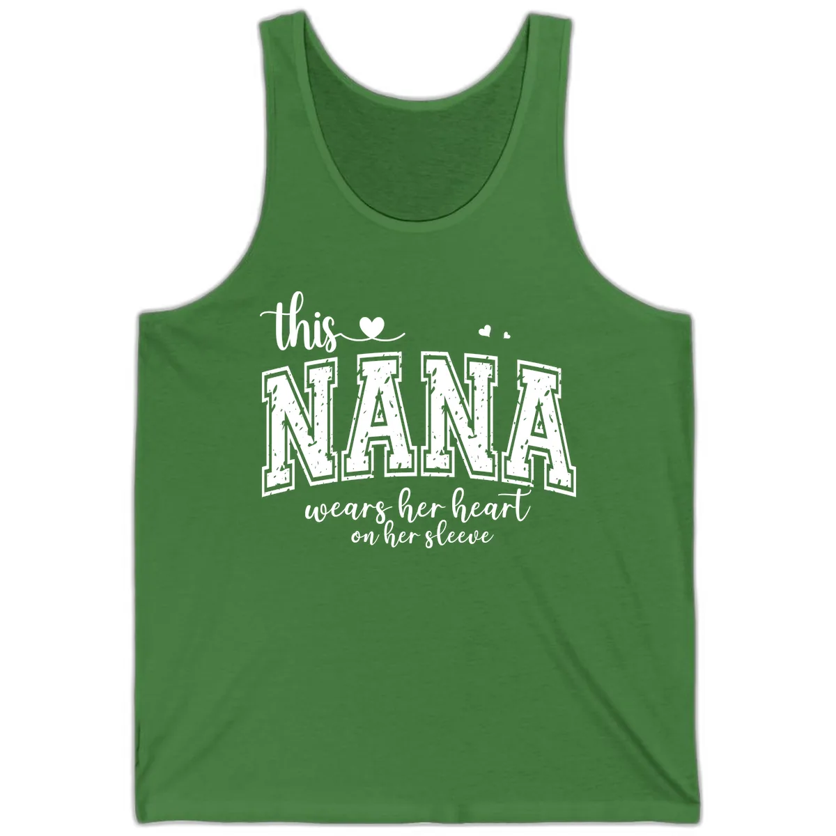 This Nana Wears Her Heart On Her Sleeve Tank in Leaf