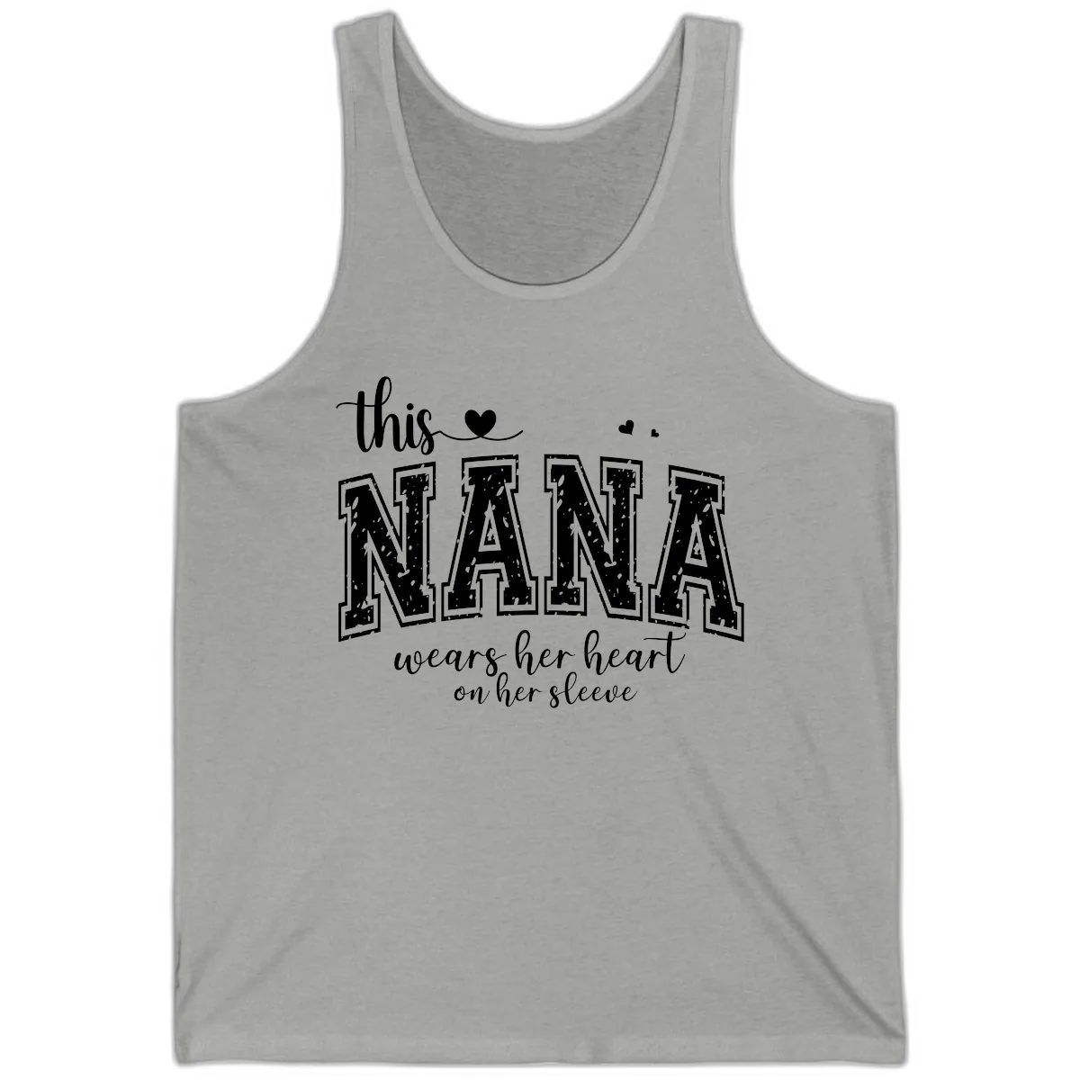 This Nana Wears Her Heart On Her Sleeve Tank in Athletic Heather