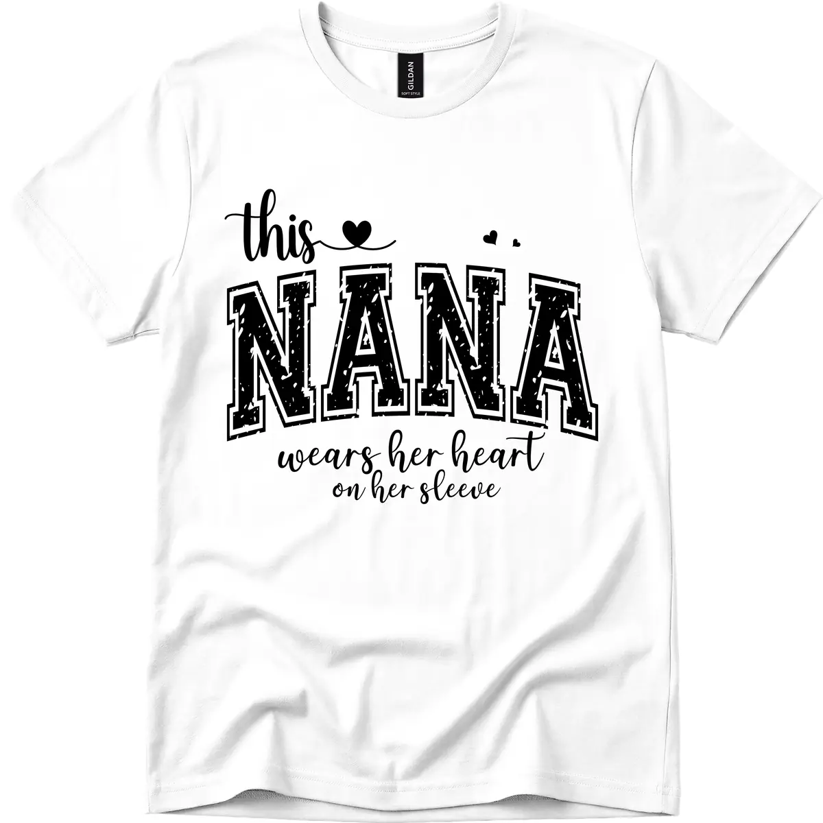 This Nana Wears Her Heart On Her Sleeve T-Shirt in White