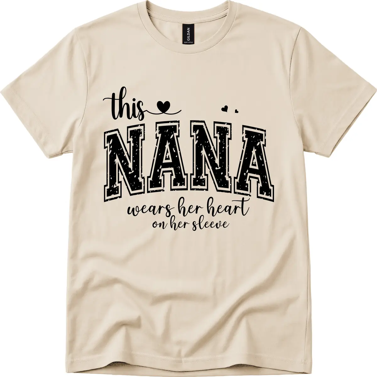 This Nana Wears Her Heart On Her Sleeve T-Shirt in Sand