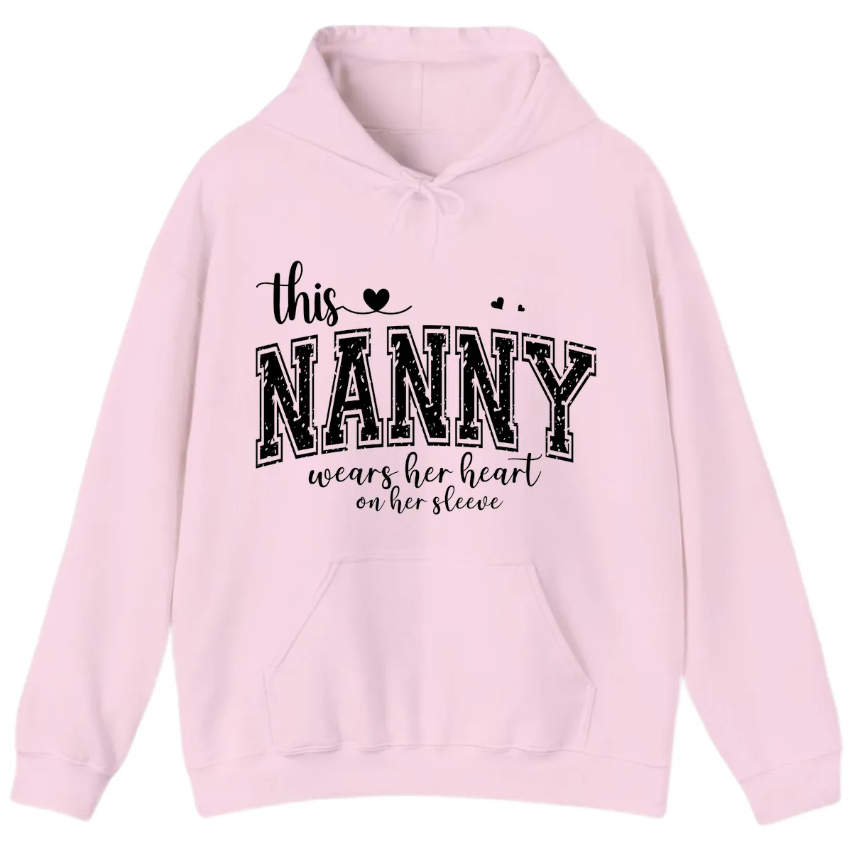 This Nanny Wears Her Heart On Her Sleeve Hoodie in Light Pink