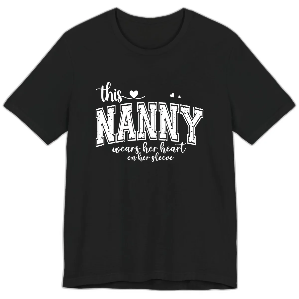 This Nanny Wears Her Heart On Her Sleeve Premium T-Shirt in Black