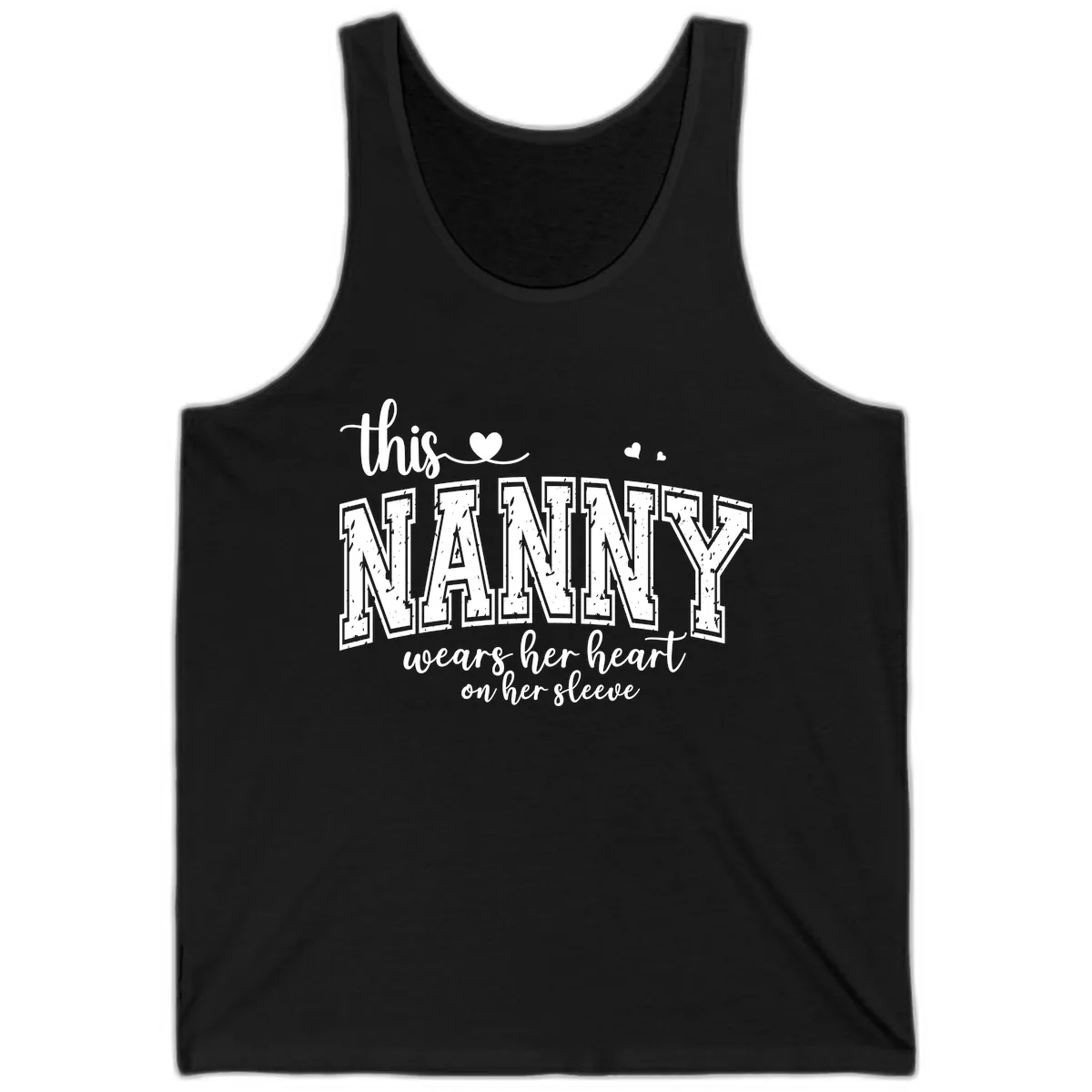 This Nanny Wears Her Heart On Her Sleeve Tank in Black