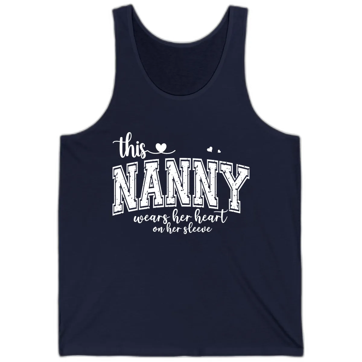 This Nanny Wears Her Heart On Her Sleeve Tank in Navy