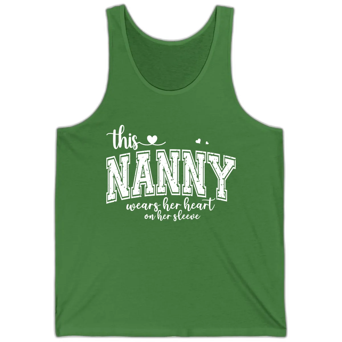 This Nanny Wears Her Heart On Her Sleeve Tank in Leaf