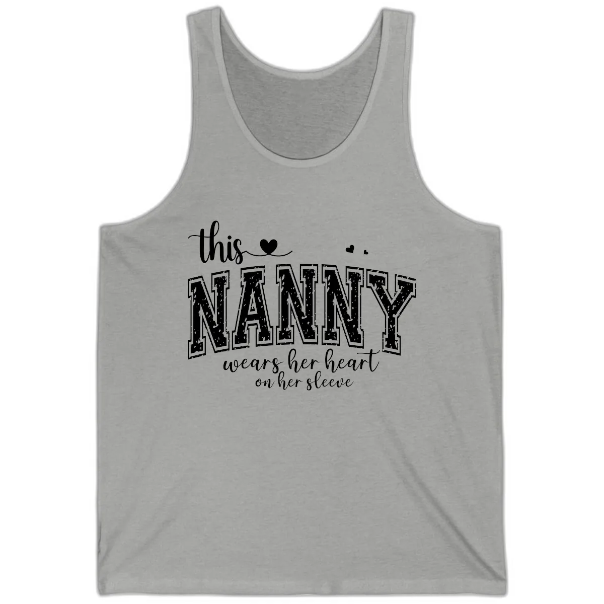 This Nanny Wears Her Heart On Her Sleeve Tank in Athletic Heather