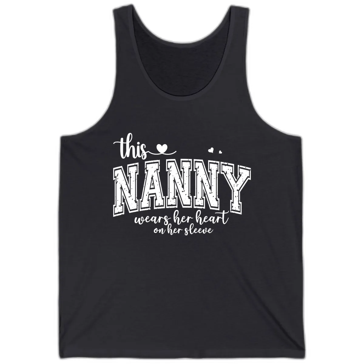 This Nanny Wears Her Heart On Her Sleeve Tank in Dark Grey