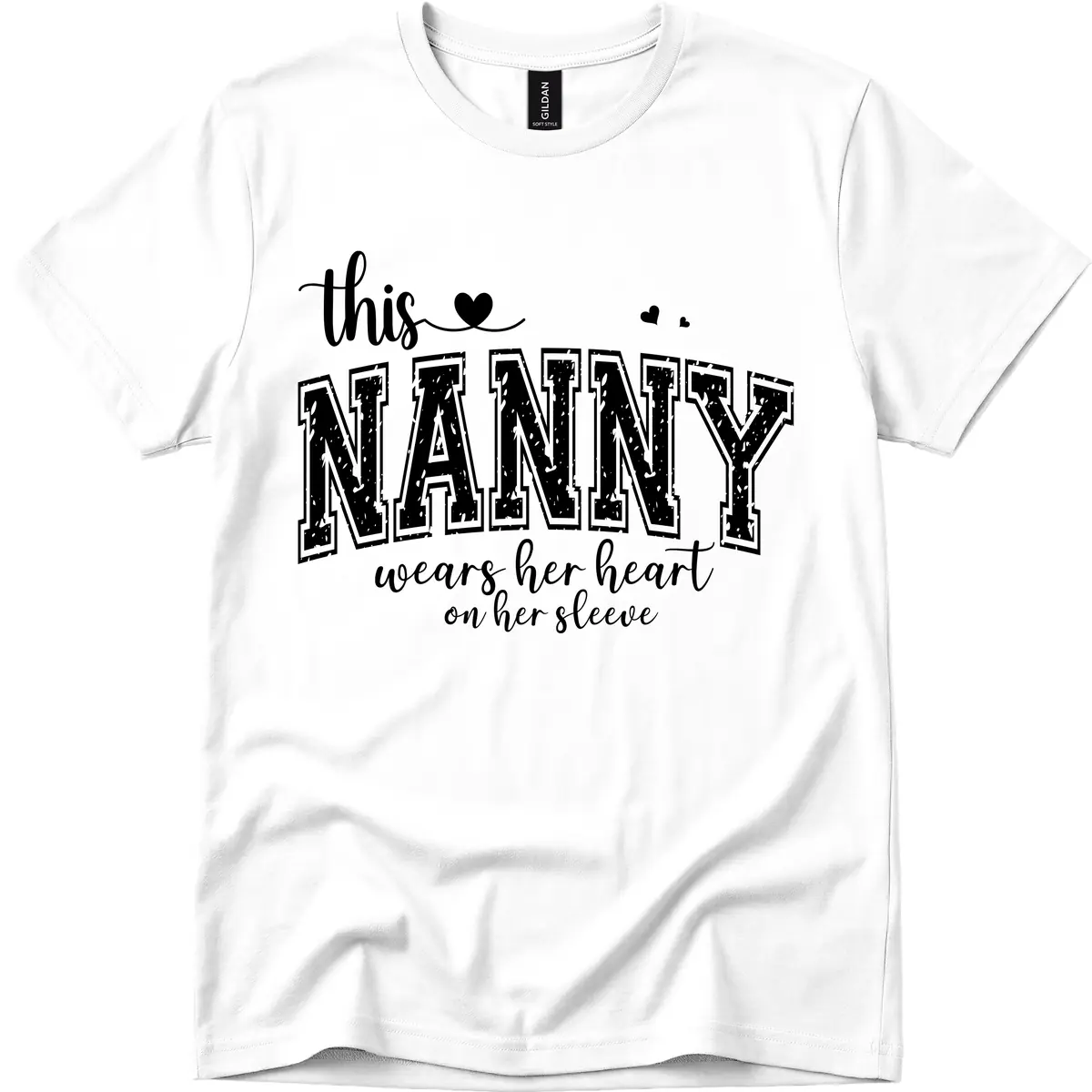 This Nanny Wears Her Heart On Her Sleeve T-Shirt in White