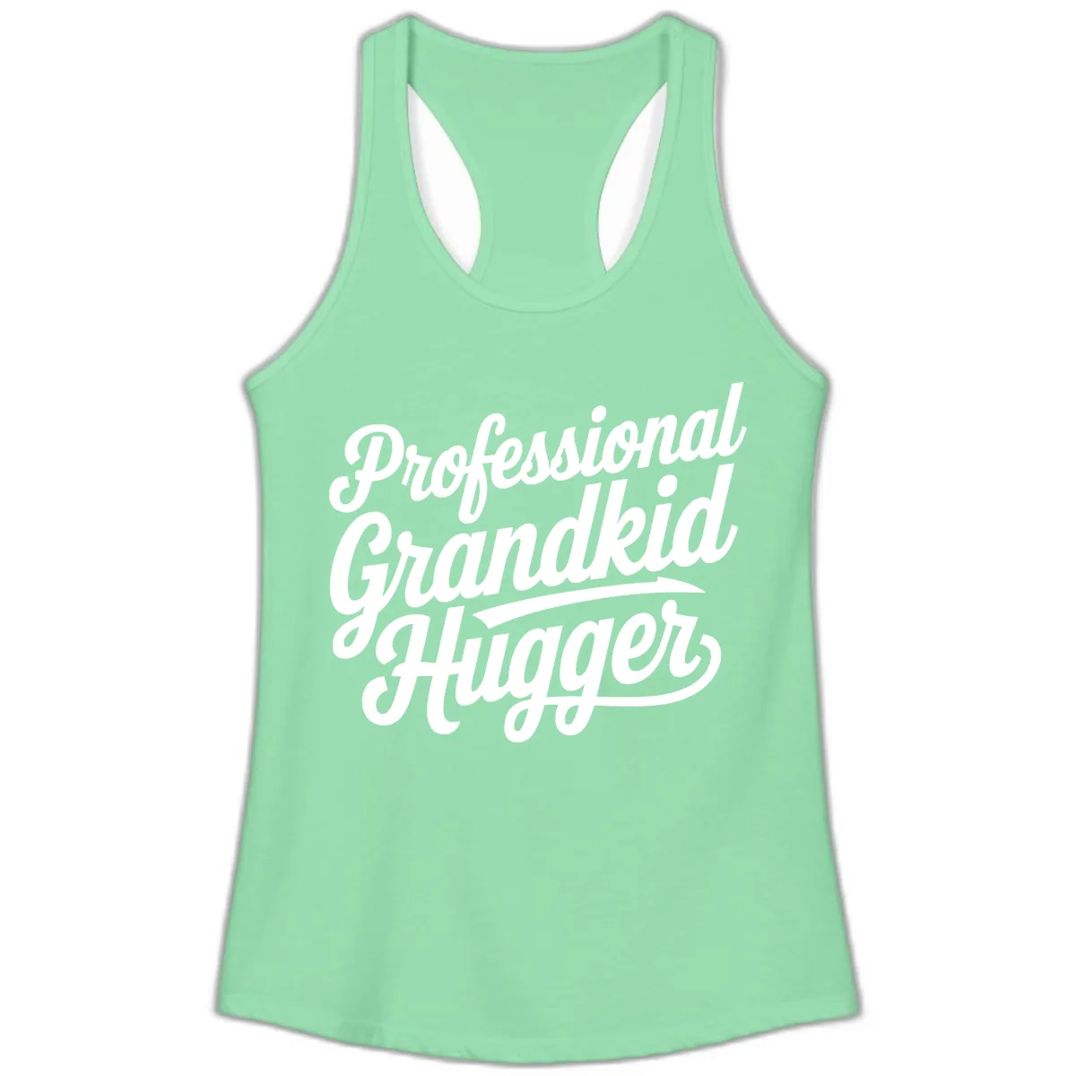 Professional Grandkid Hugger Typography Ladies Tank in Solid Mint