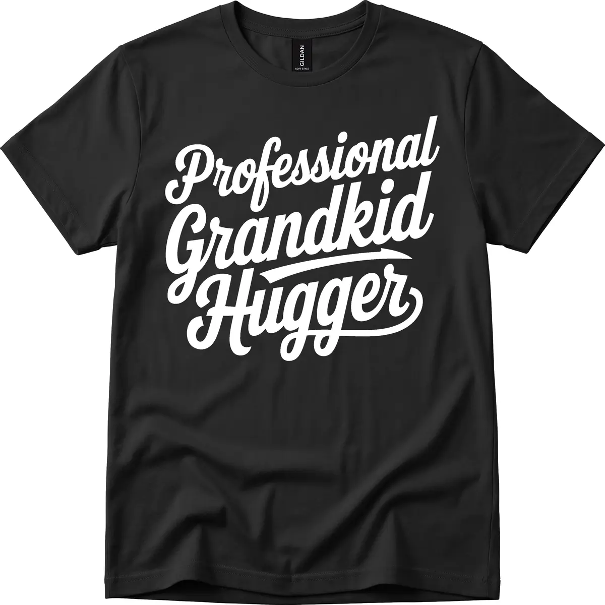 Professional Grandkid Hugger Typography T-Shirt in Black