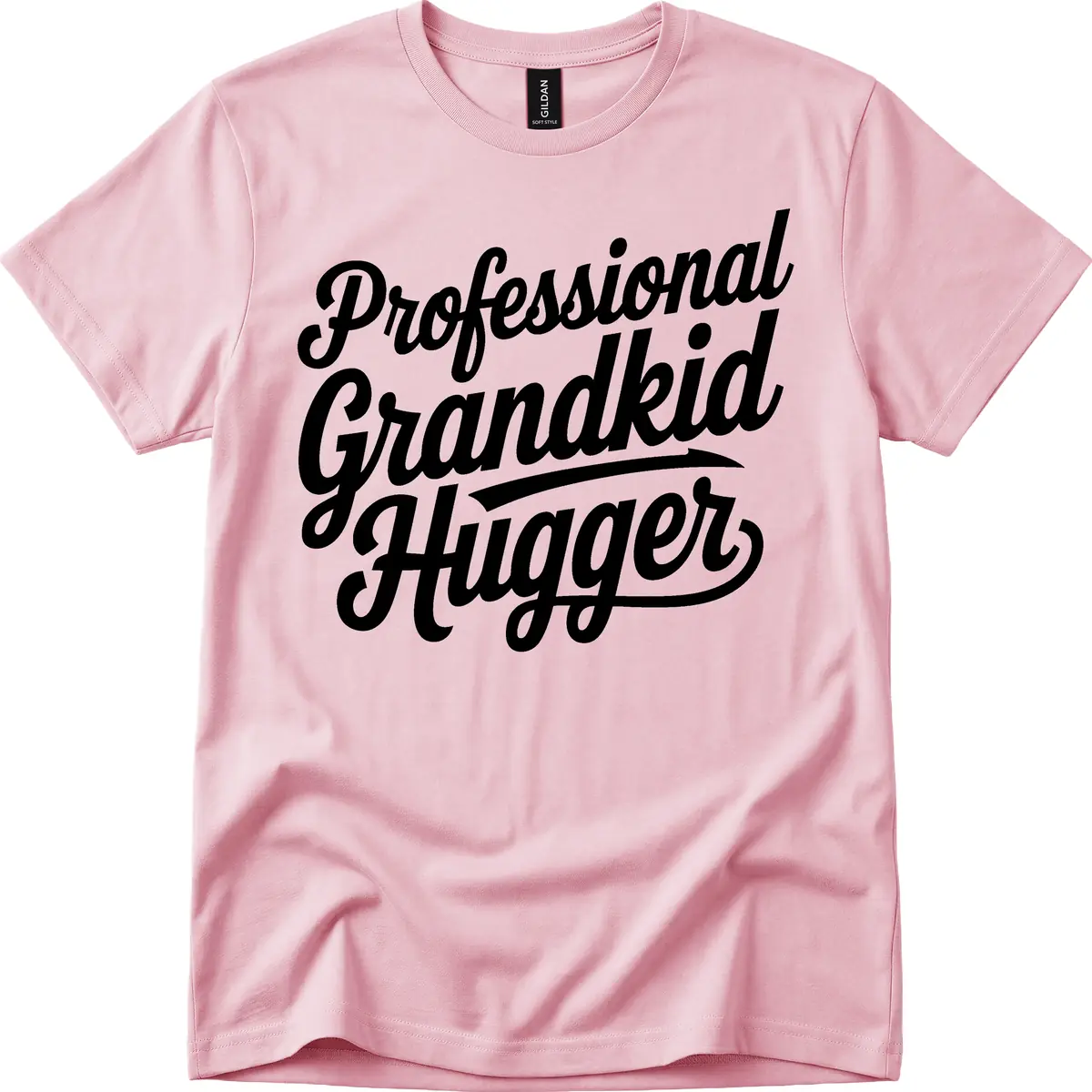 Professional Grandkid Hugger Typography T-Shirt in Light Pink