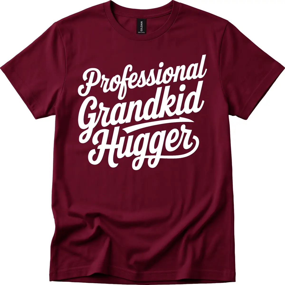 Professional Grandkid Hugger Typography T-Shirt in Maroon