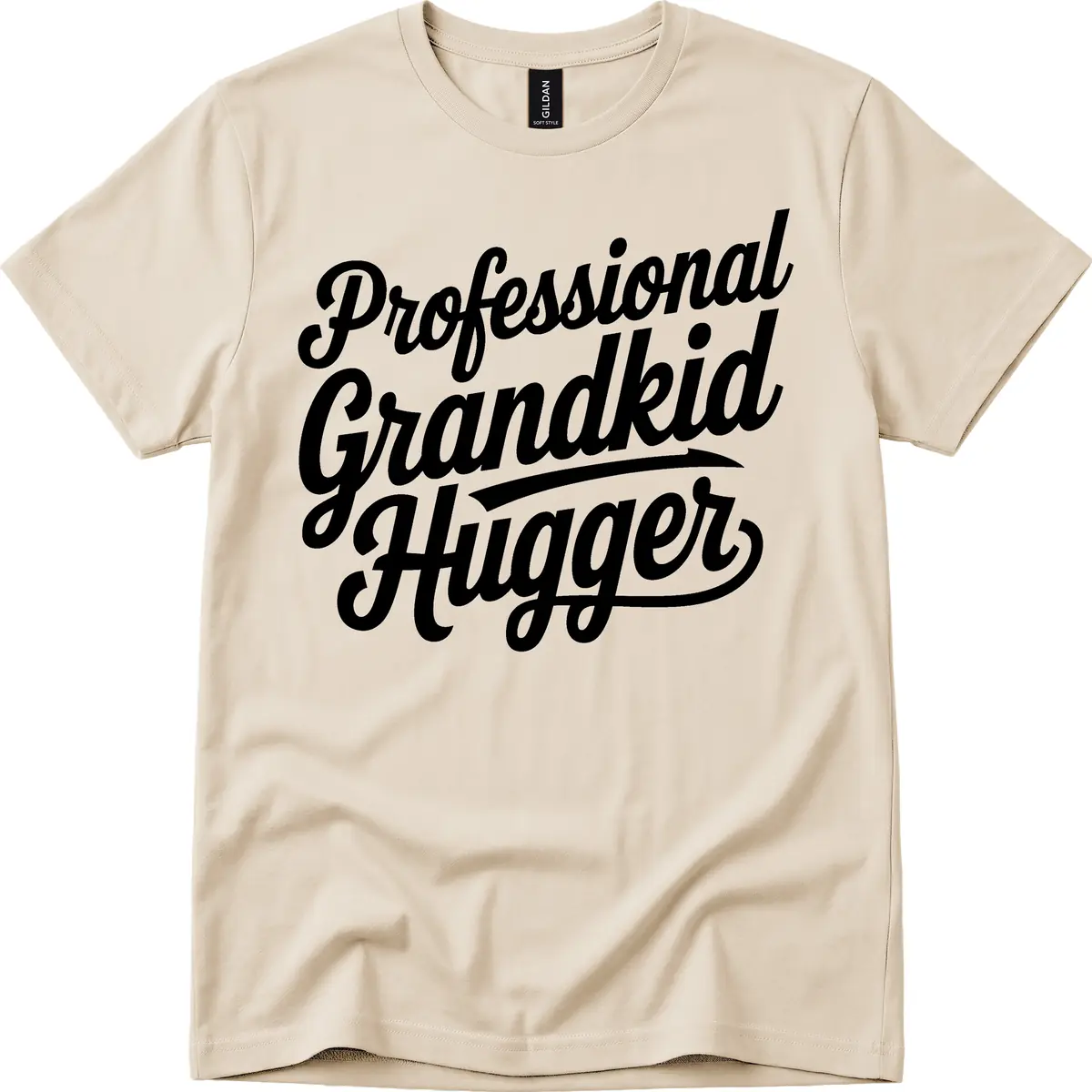 Professional Grandkid Hugger Typography T-Shirt in Sand
