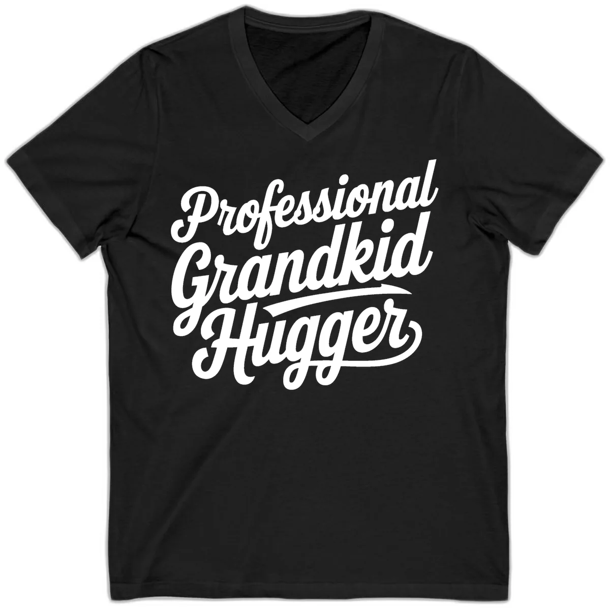 Professional Grandkid Hugger Typography V-Neck in Black
