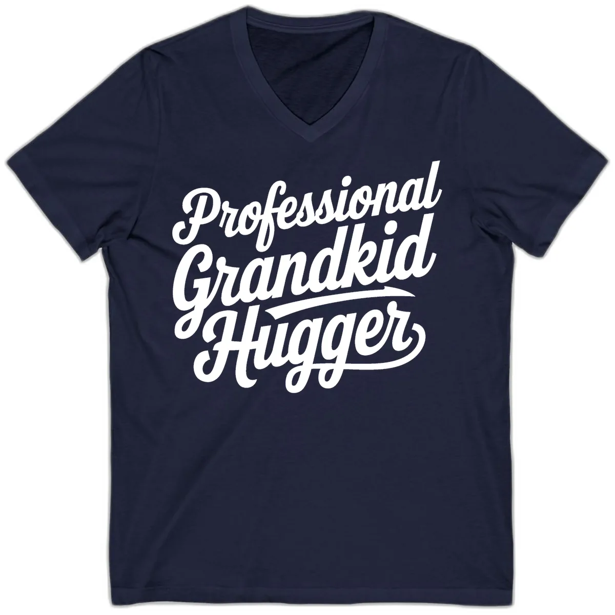 Professional Grandkid Hugger Typography V-Neck in Navy