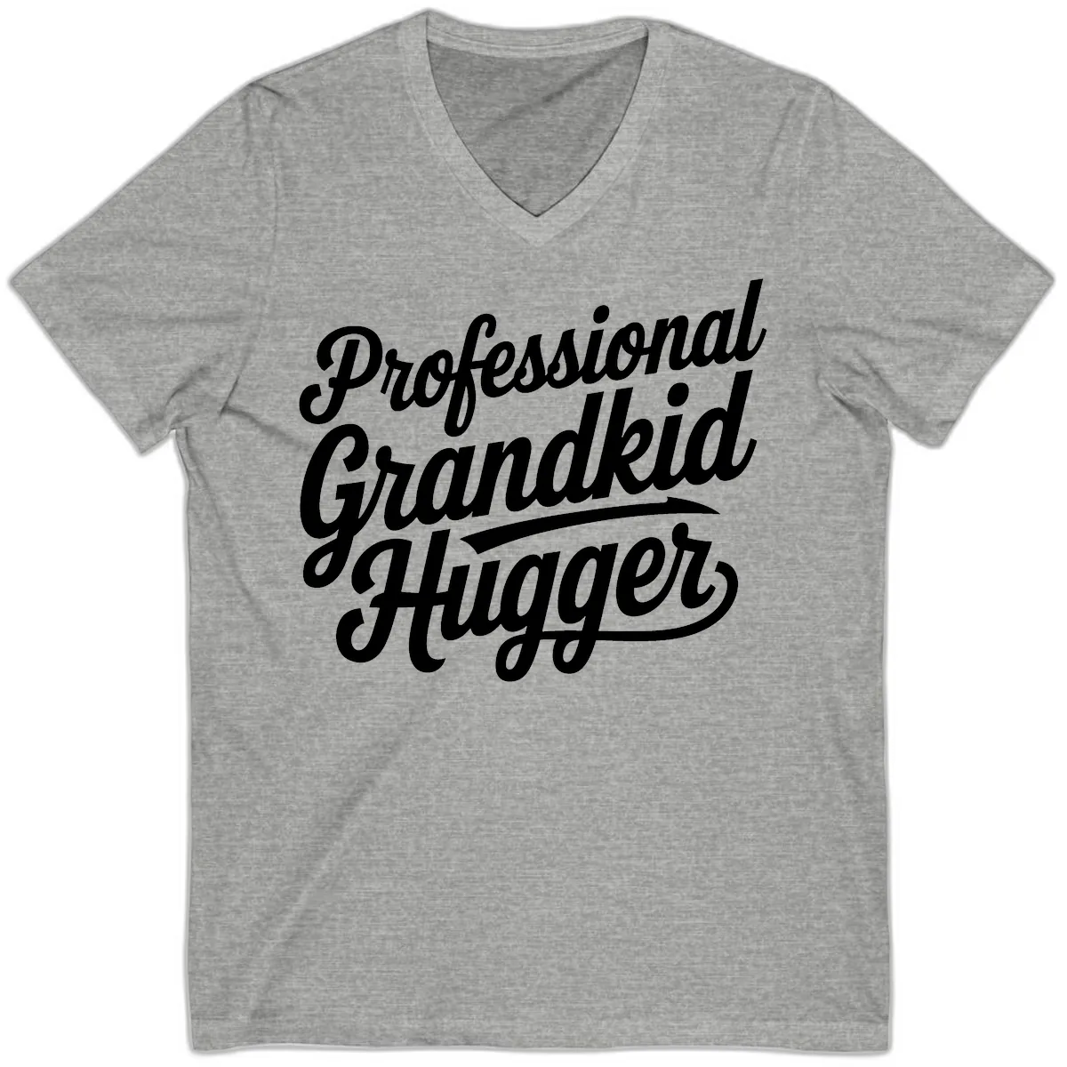 Professional Grandkid Hugger Typography V-Neck in Athletic Heather