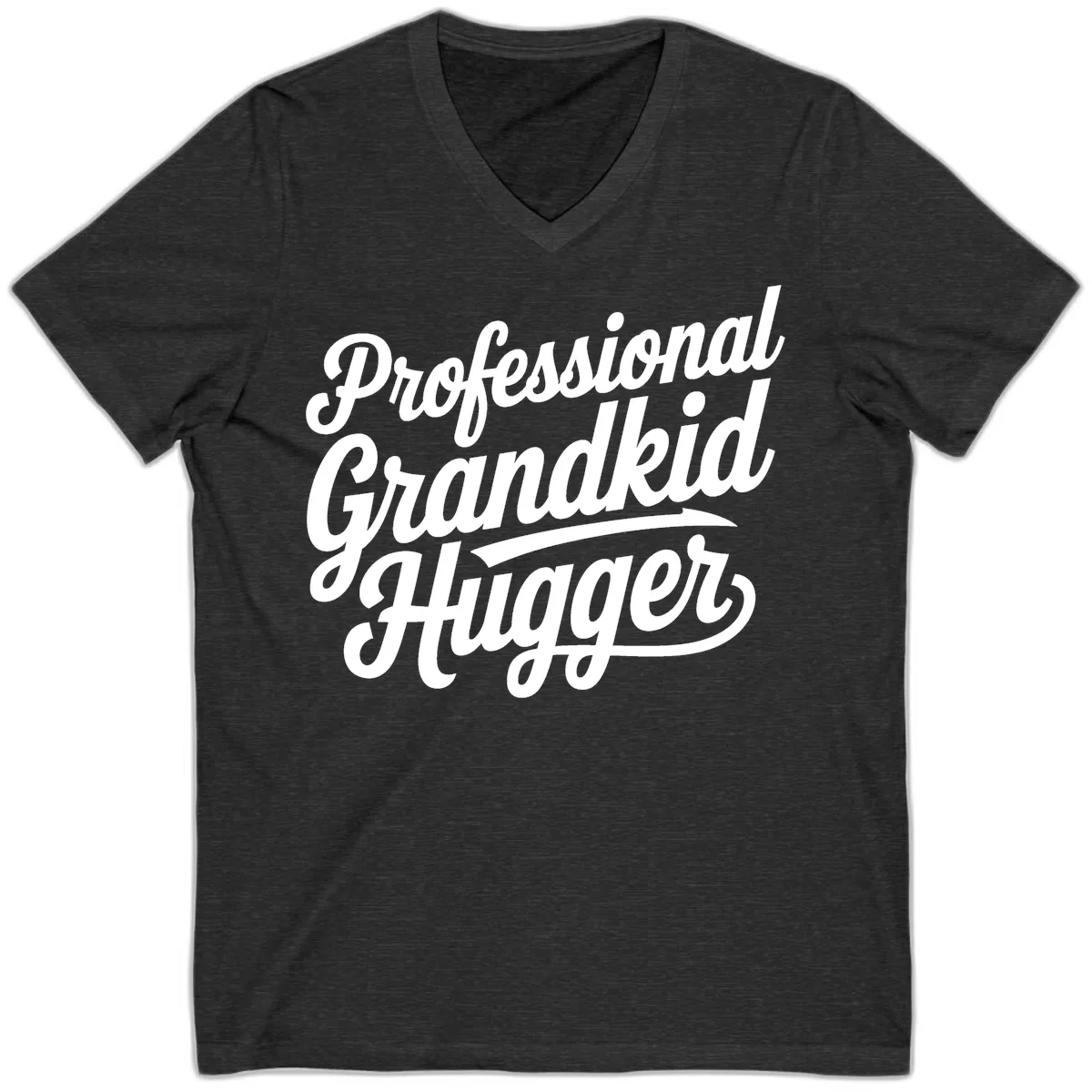 Professional Grandkid Hugger Typography V-Neck in Dark Grey Heather