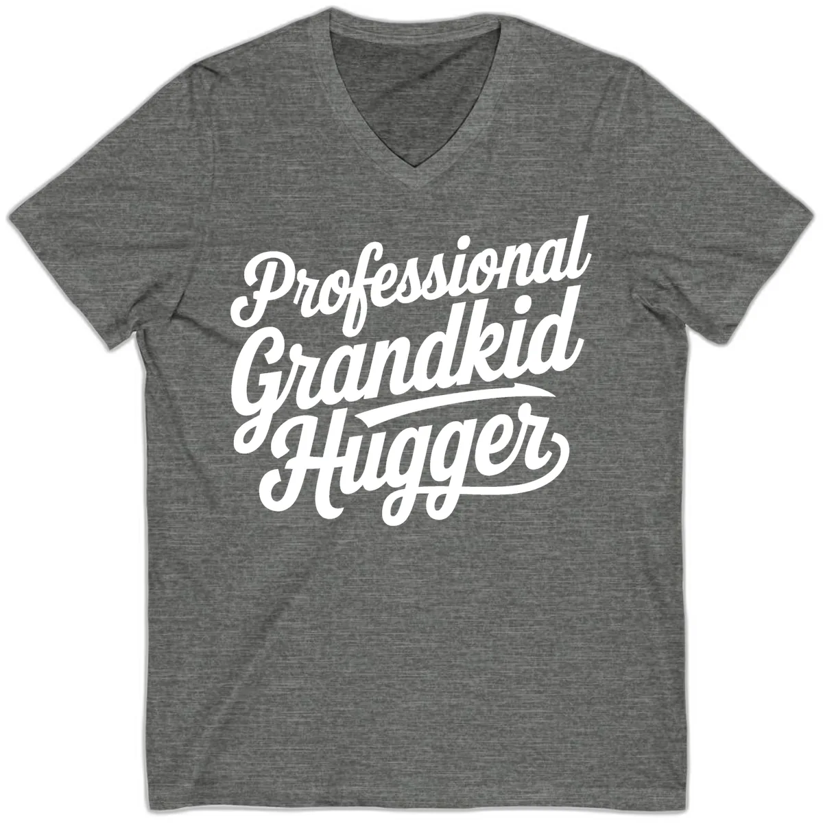 Professional Grandkid Hugger Typography V-Neck in Deep Heather