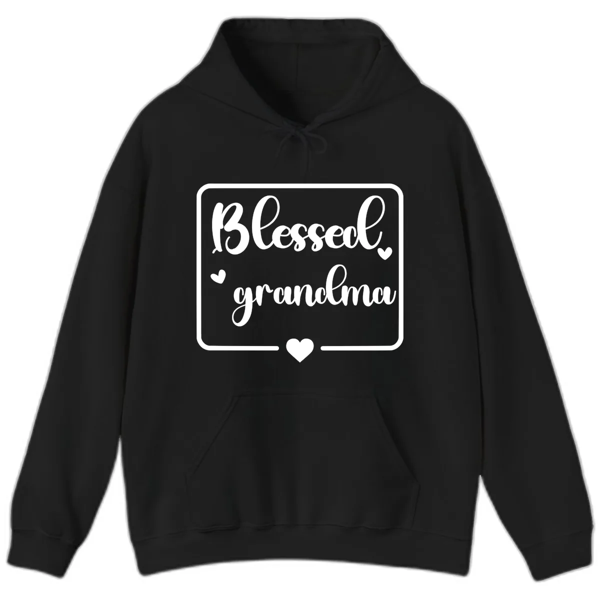 Blessed Grandma Script Design Hoodie in Black