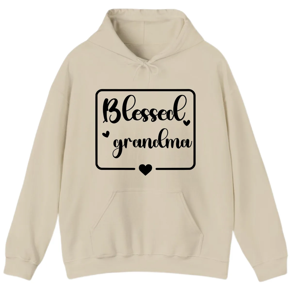 Blessed Grandma Script Design Hoodie in Sand
