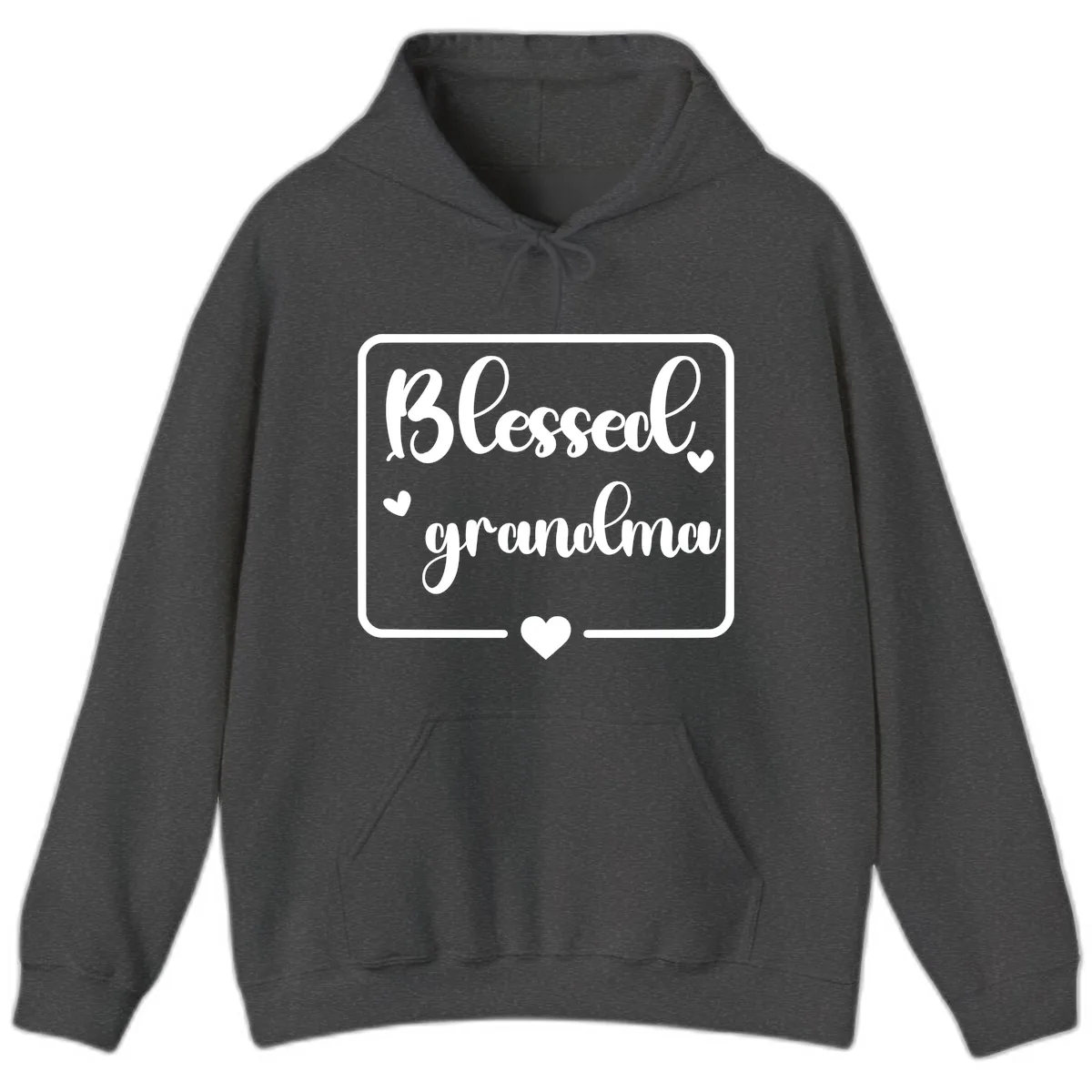 Blessed Grandma Script Design Hoodie in Dark Heather