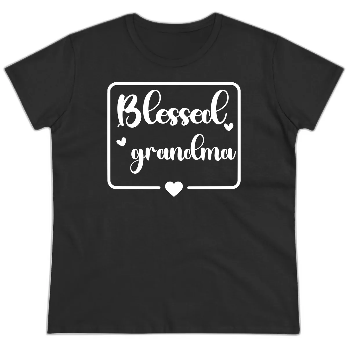 Blessed Grandma Script Design Ladies Tee in Black