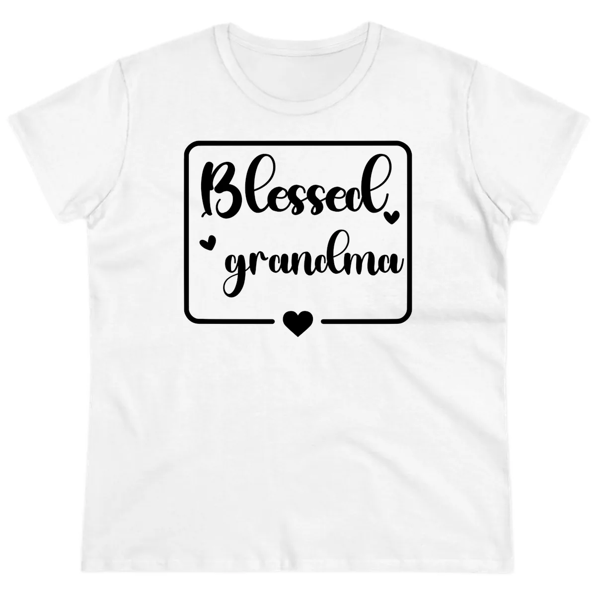 Blessed Grandma Script Design Ladies Tee in White