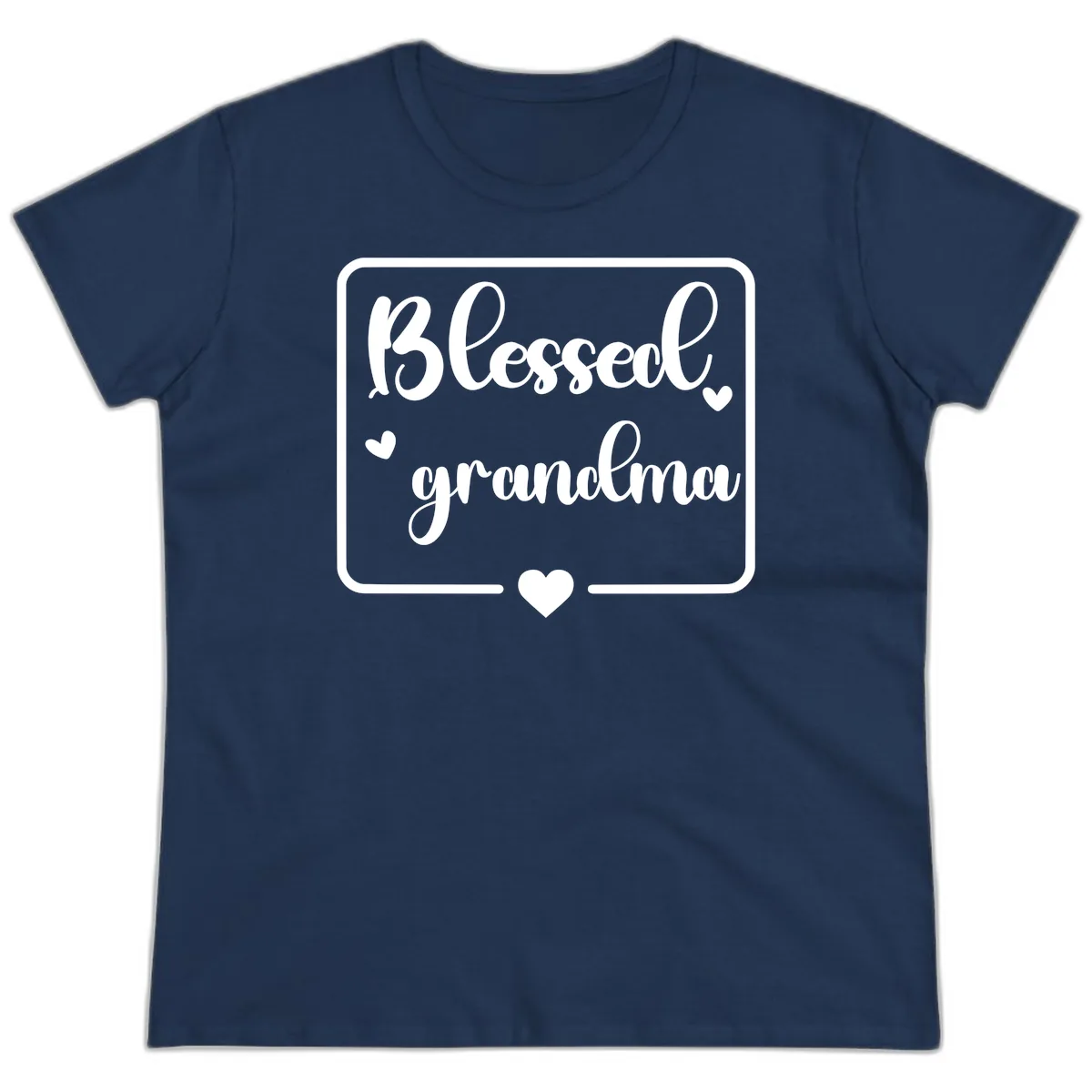 Blessed Grandma Script Design Ladies Tee in Navy