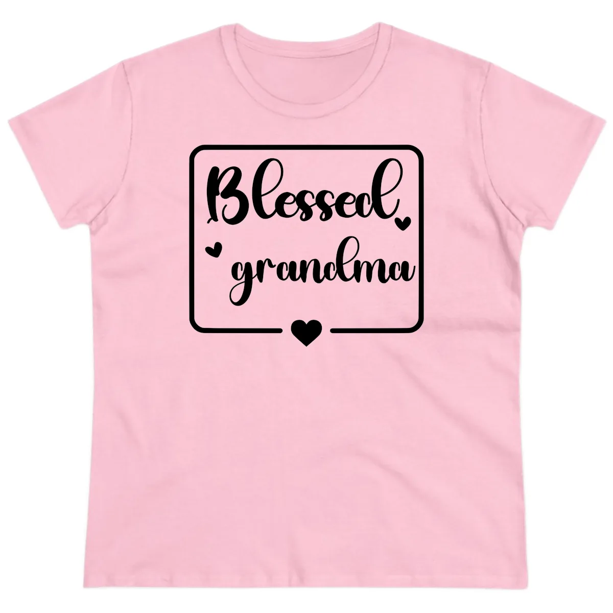Blessed Grandma Script Design Ladies Tee in Light Pink