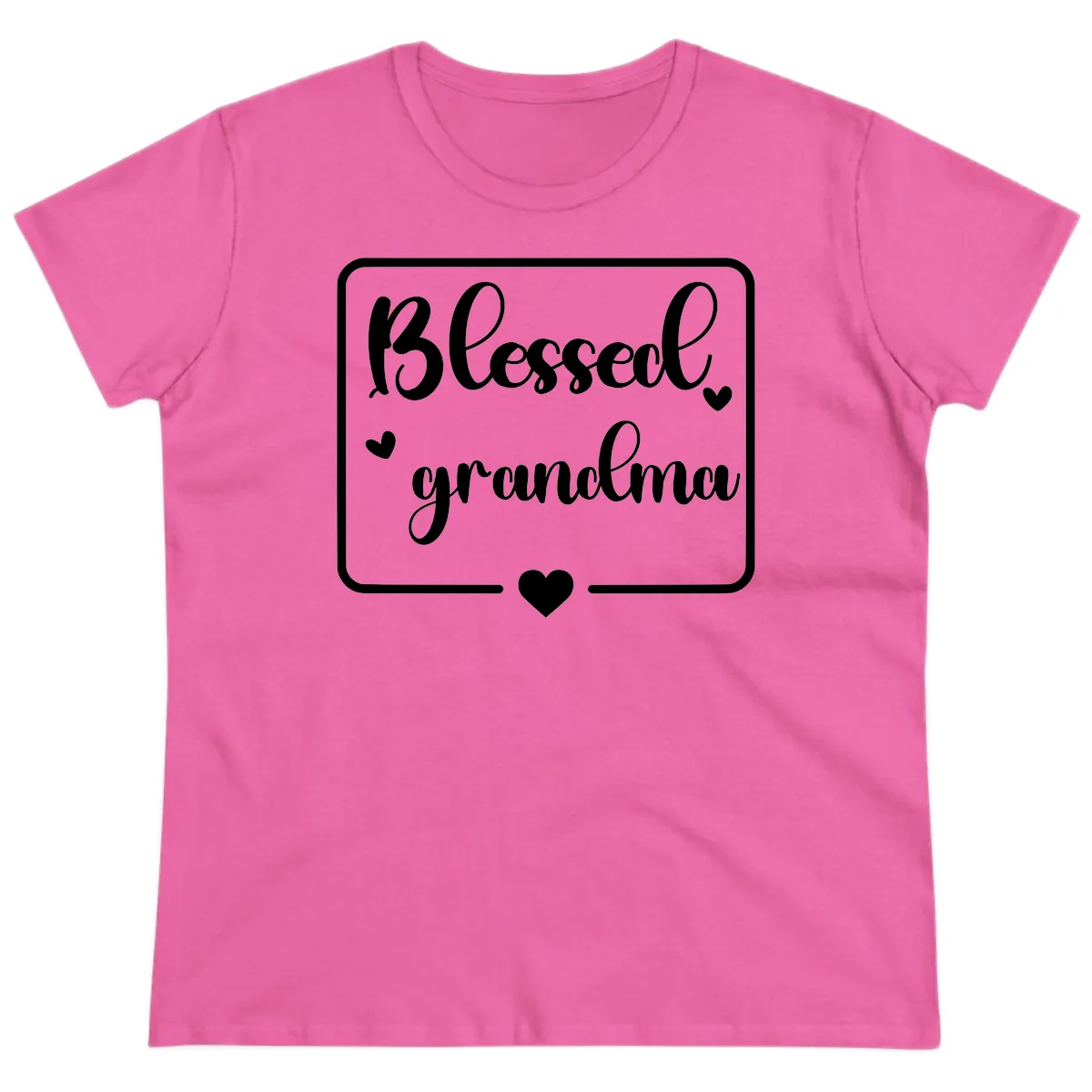 Blessed Grandma Script Design Ladies Tee in Azalea