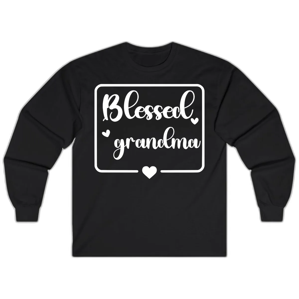 Blessed Grandma Script Design Long Sleeve in Black