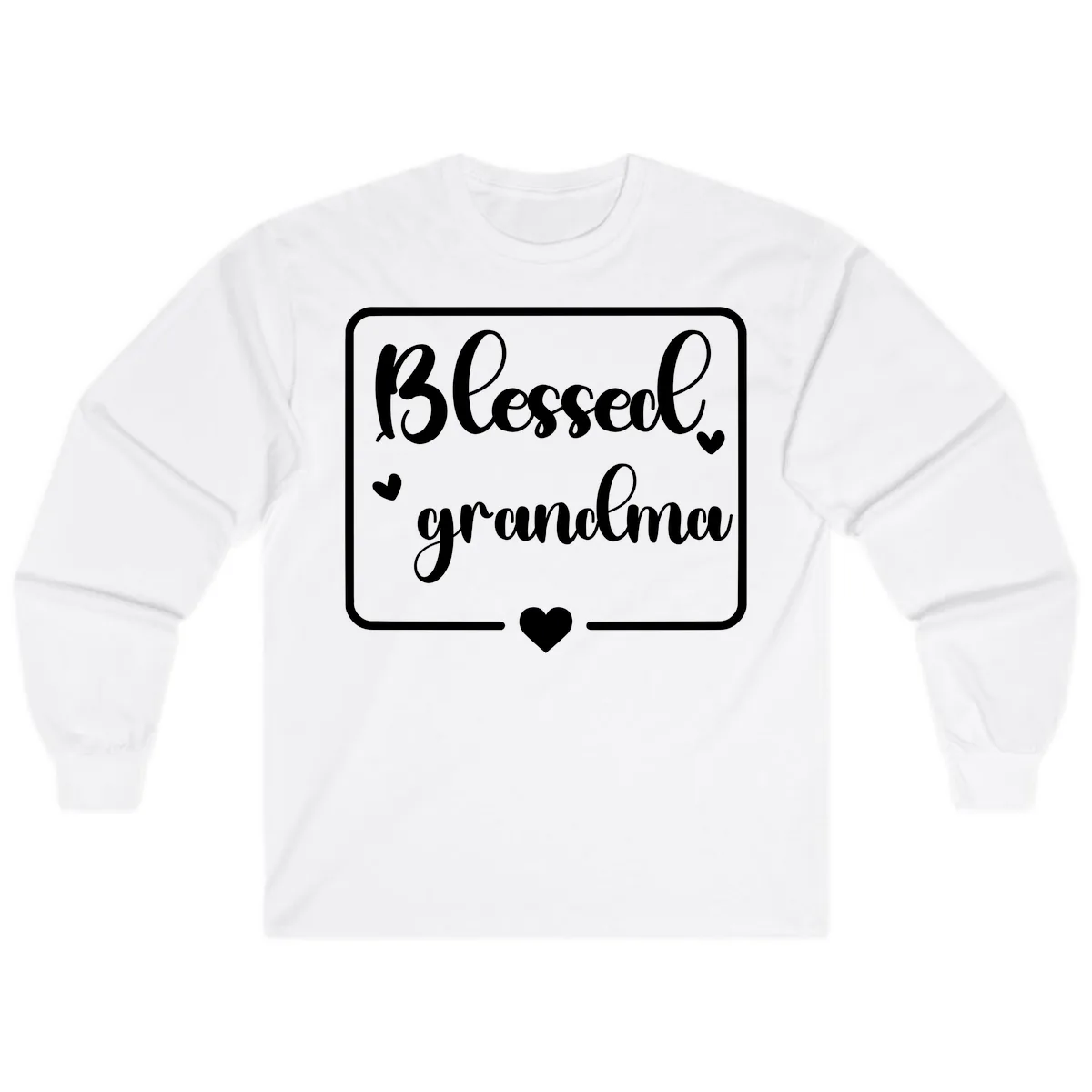 Blessed Grandma Script Design Long Sleeve in White