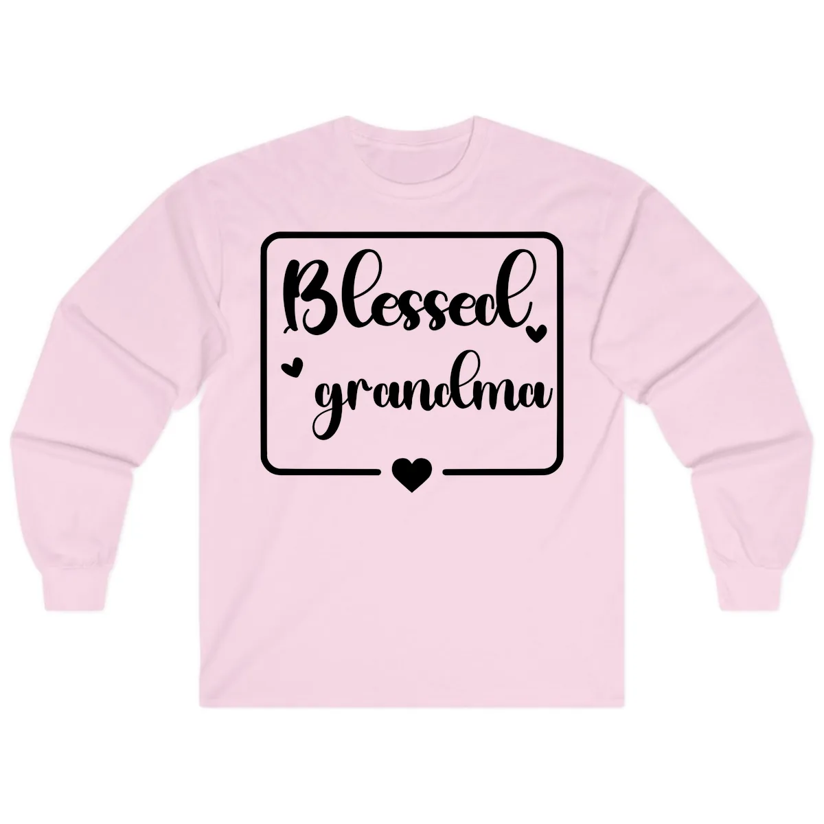 Blessed Grandma Script Design Long Sleeve in Light Pink