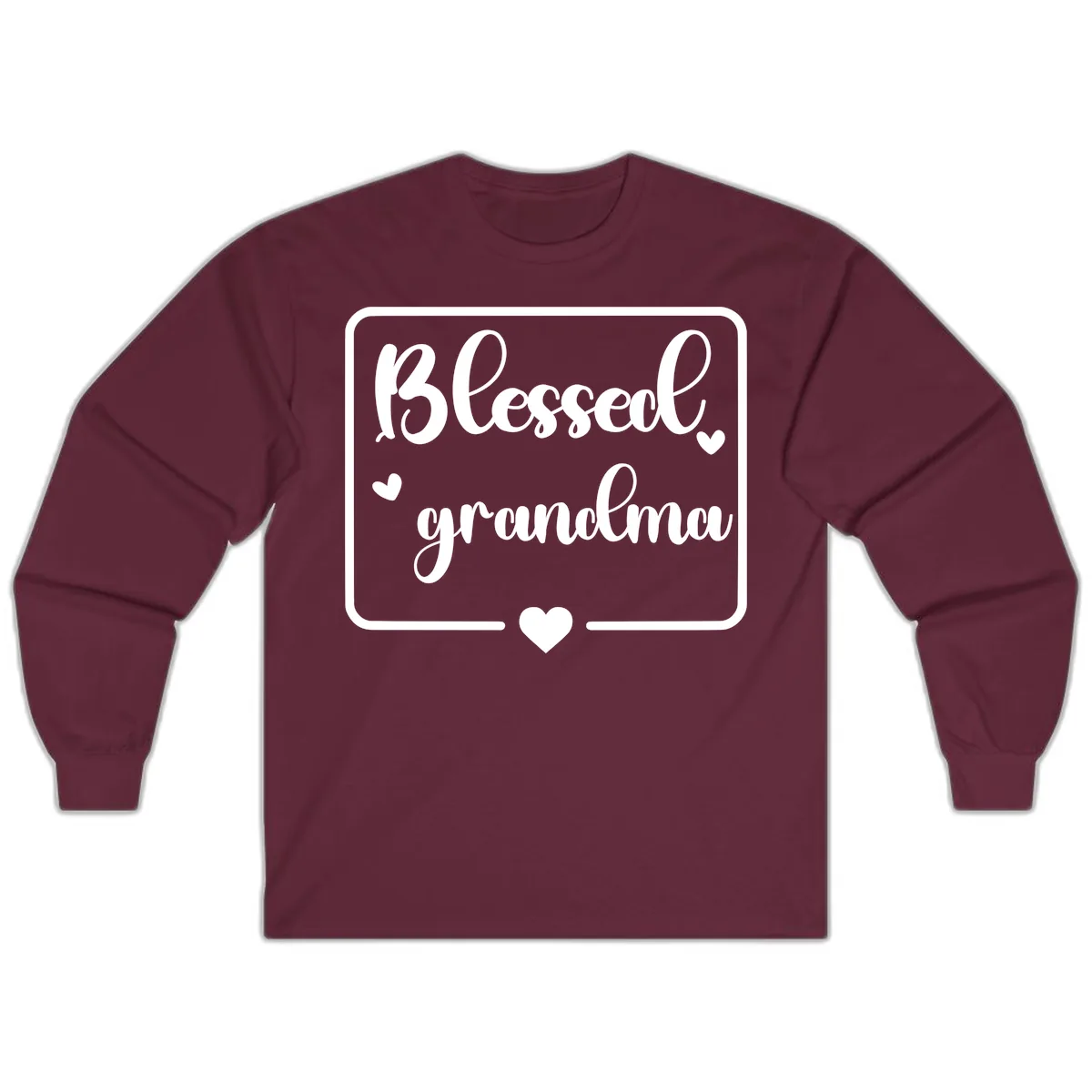 Blessed Grandma Script Design Long Sleeve in Maroon