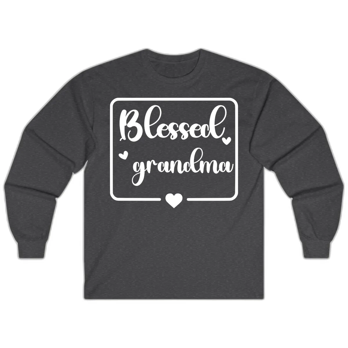 Blessed Grandma Script Design Long Sleeve in Dark Heather