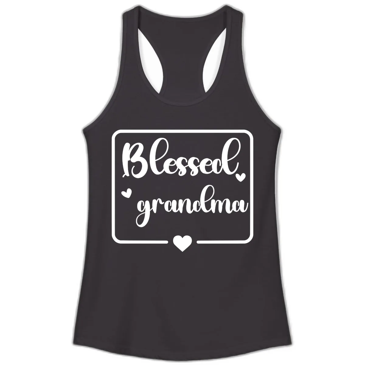 Blessed Grandma Script Design Ladies Tank in Black