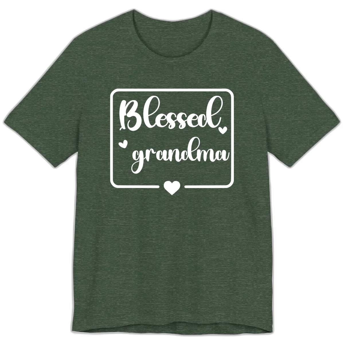 Blessed Grandma Script Design Premium T-Shirt in Heather Forest
