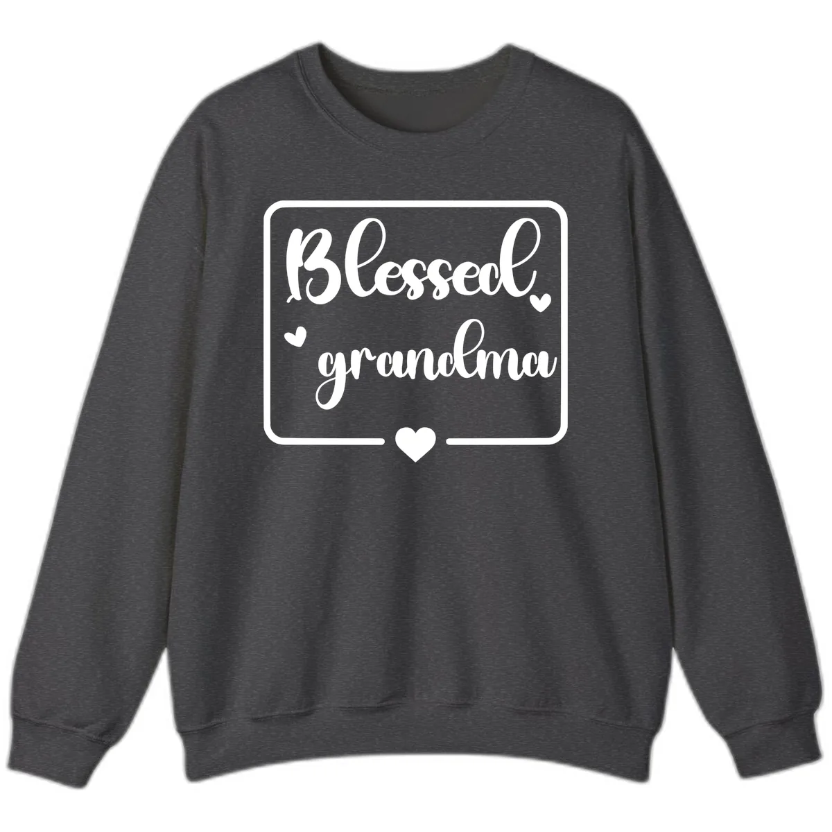 Blessed Grandma Script Design Sweatshirt in Dark Heather