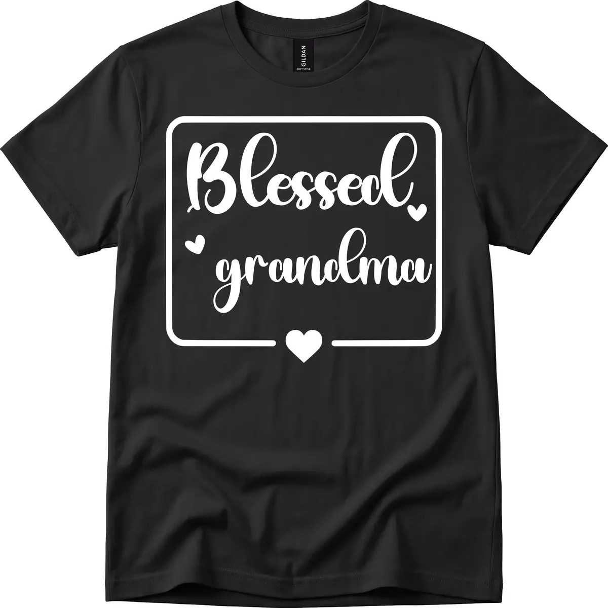 Blessed Grandma Script Design T-Shirt in Black