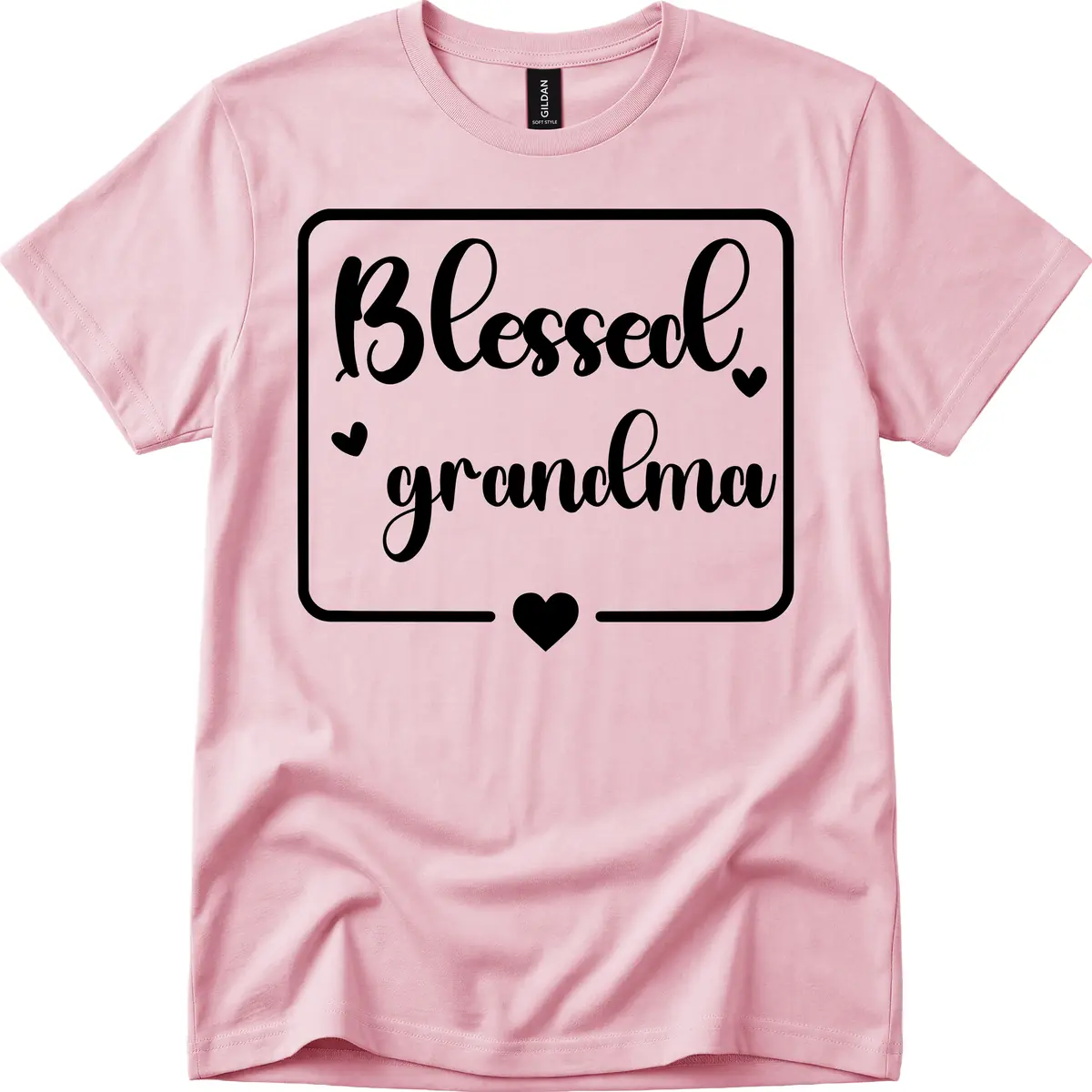 Blessed Grandma Script Design T-Shirt in Light Pink