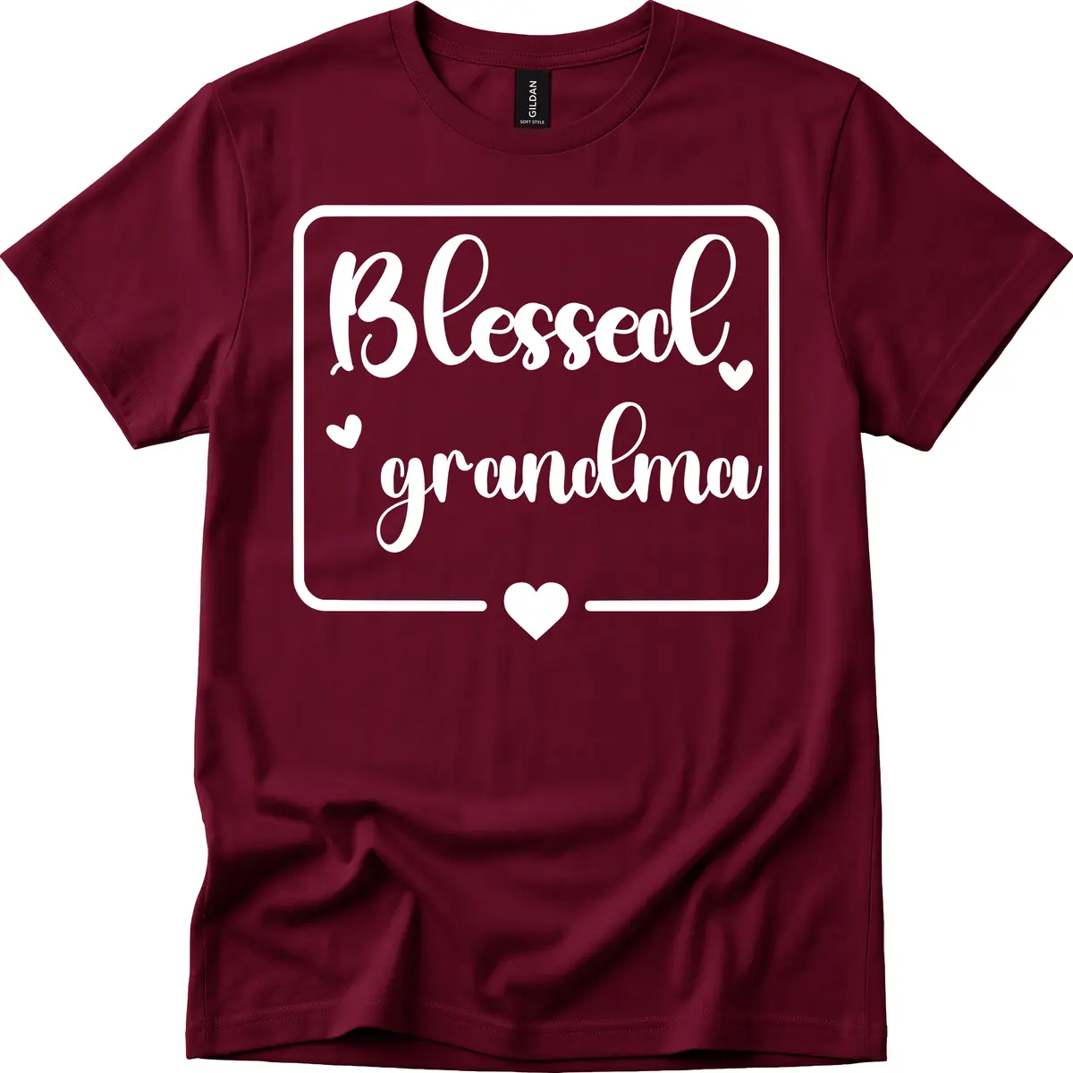 Blessed Grandma Script Design T-Shirt in Maroon