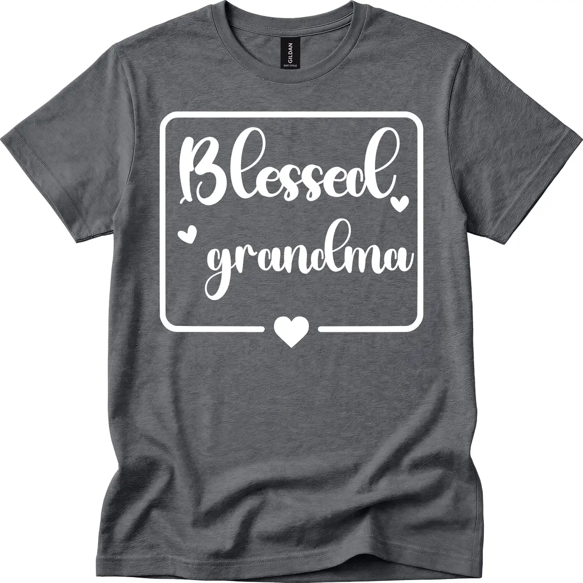 Blessed Grandma Script Design T-Shirt in Dark Heather