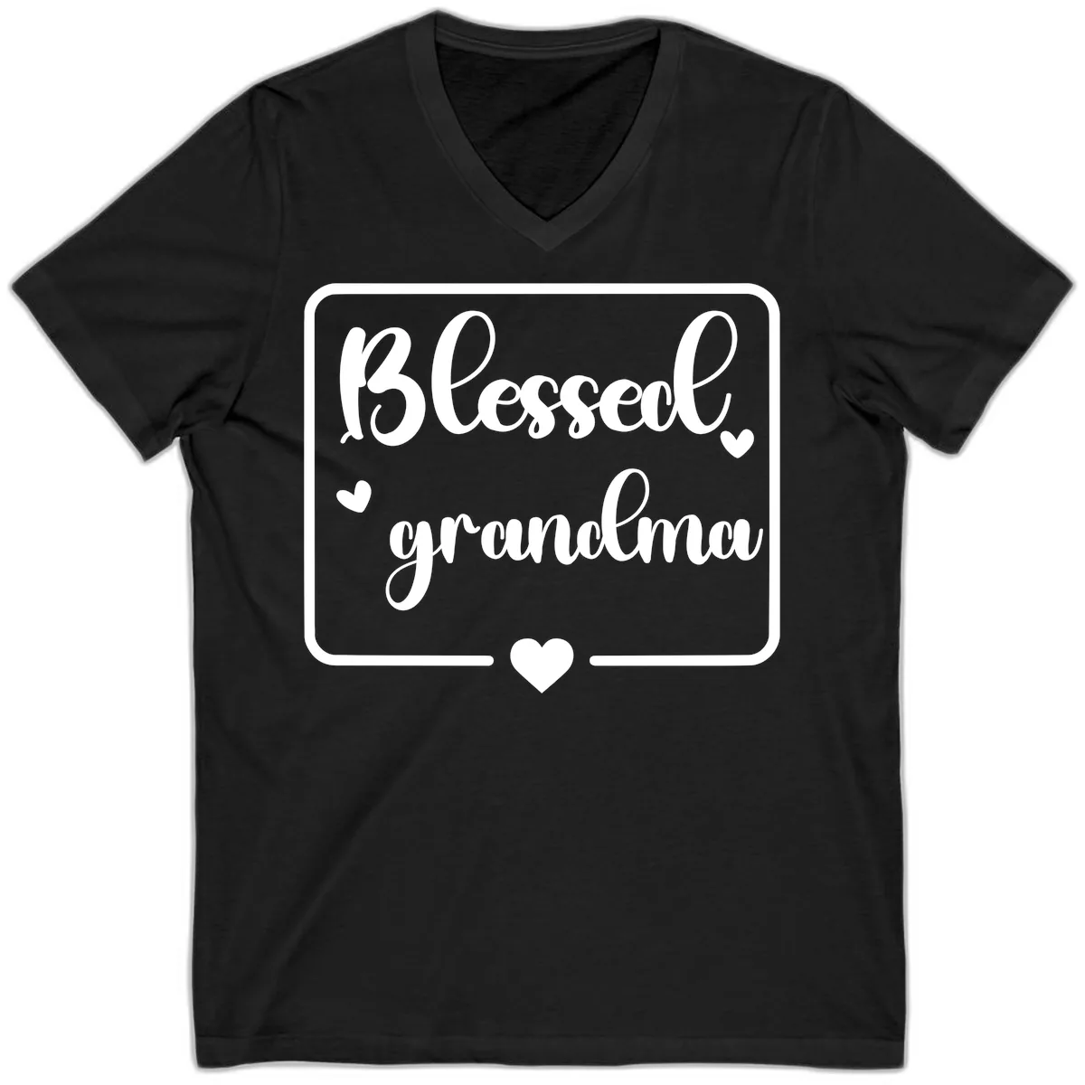 Blessed Grandma Script Design V-Neck in Black