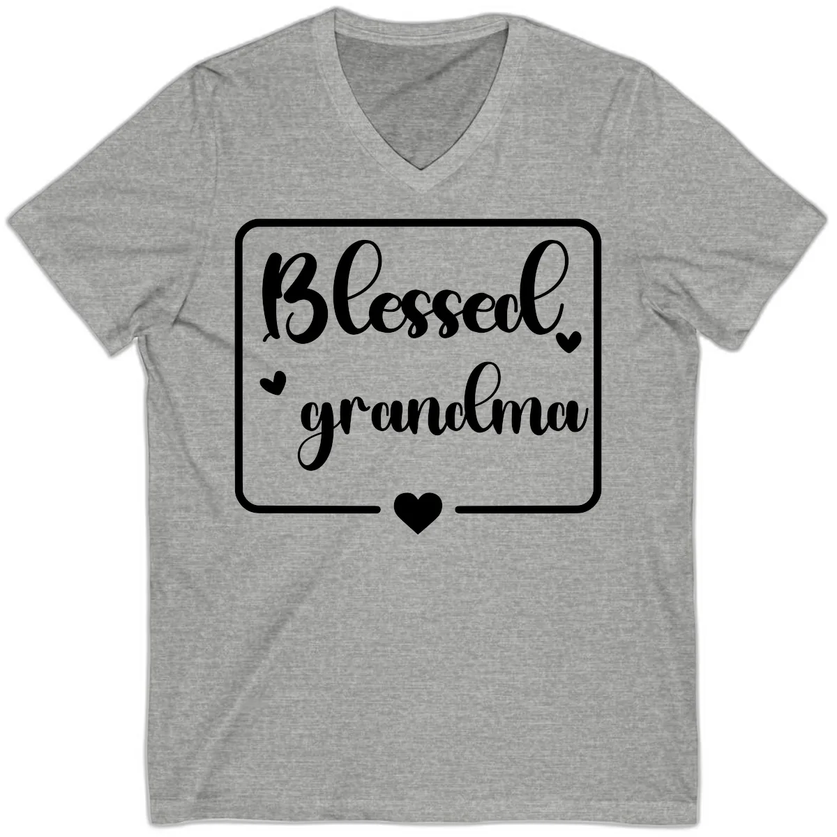 Blessed Grandma Script Design V-Neck in Athletic Heather