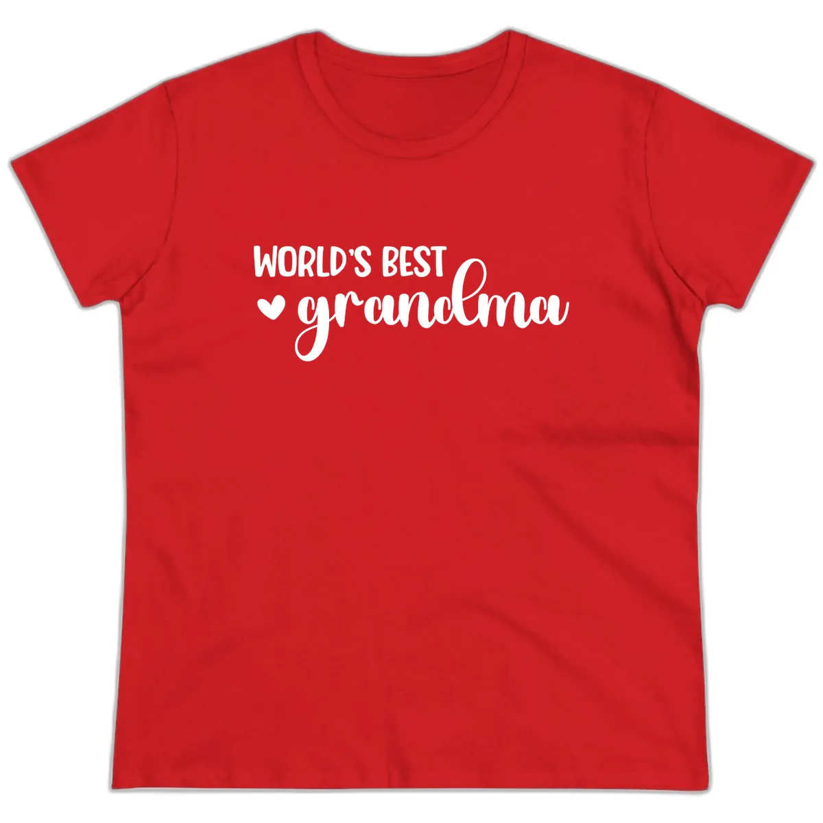World's Best Grandma Typography Ladies Tee in Red