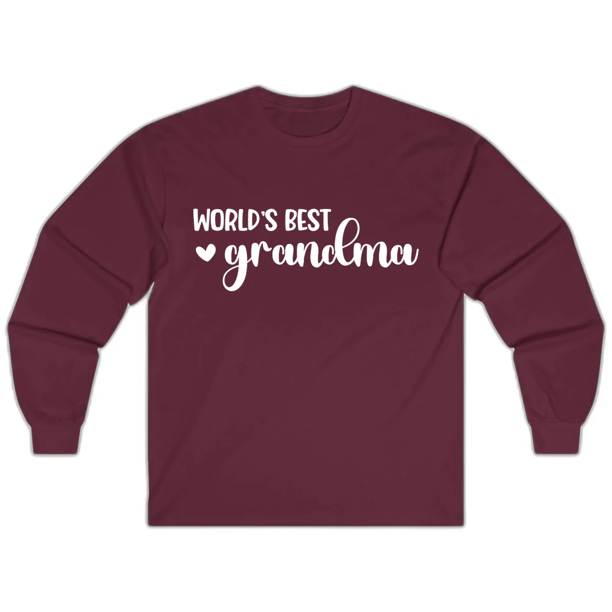 World's Best Grandma Typography Long Sleeve in Maroon