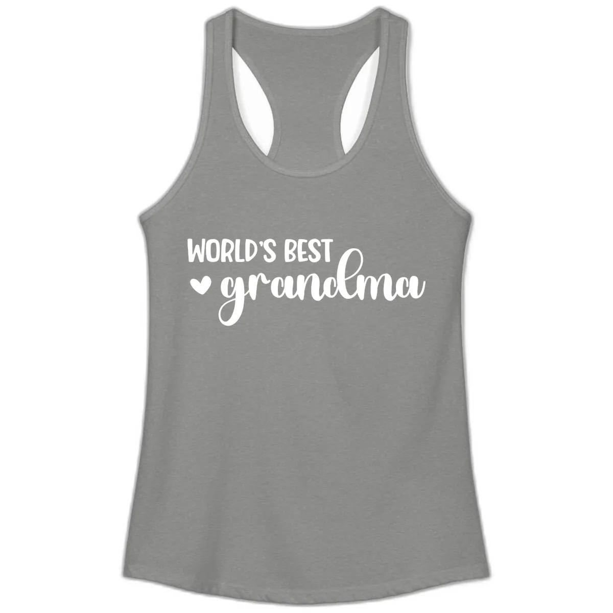 World's Best Grandma Typography Ladies Tank in Heather Grey