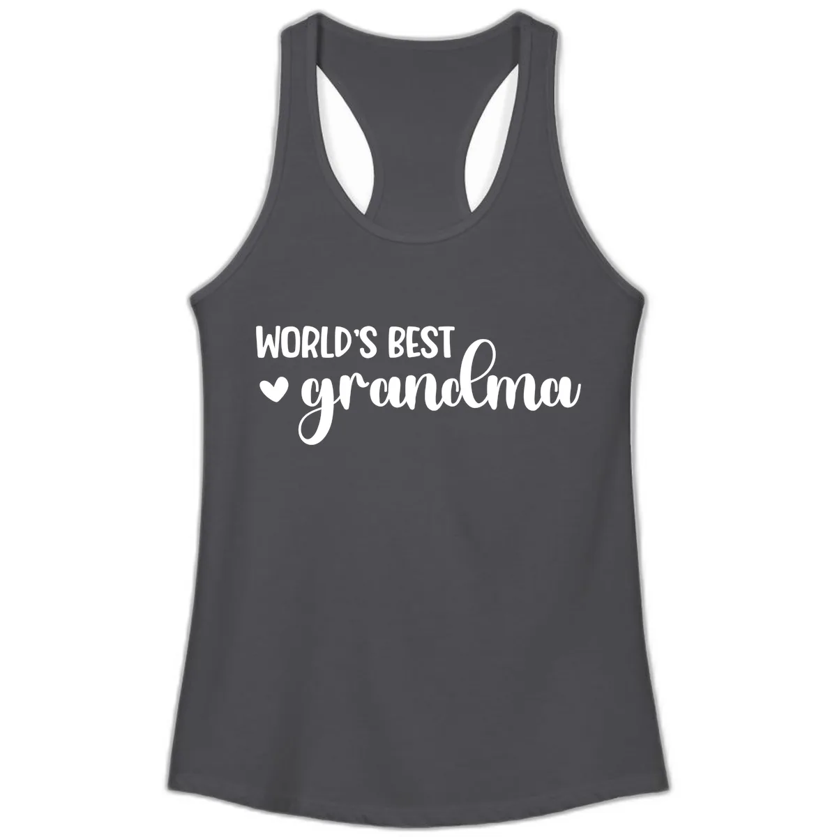 World's Best Grandma Typography Ladies Tank in Solid Dark Gray