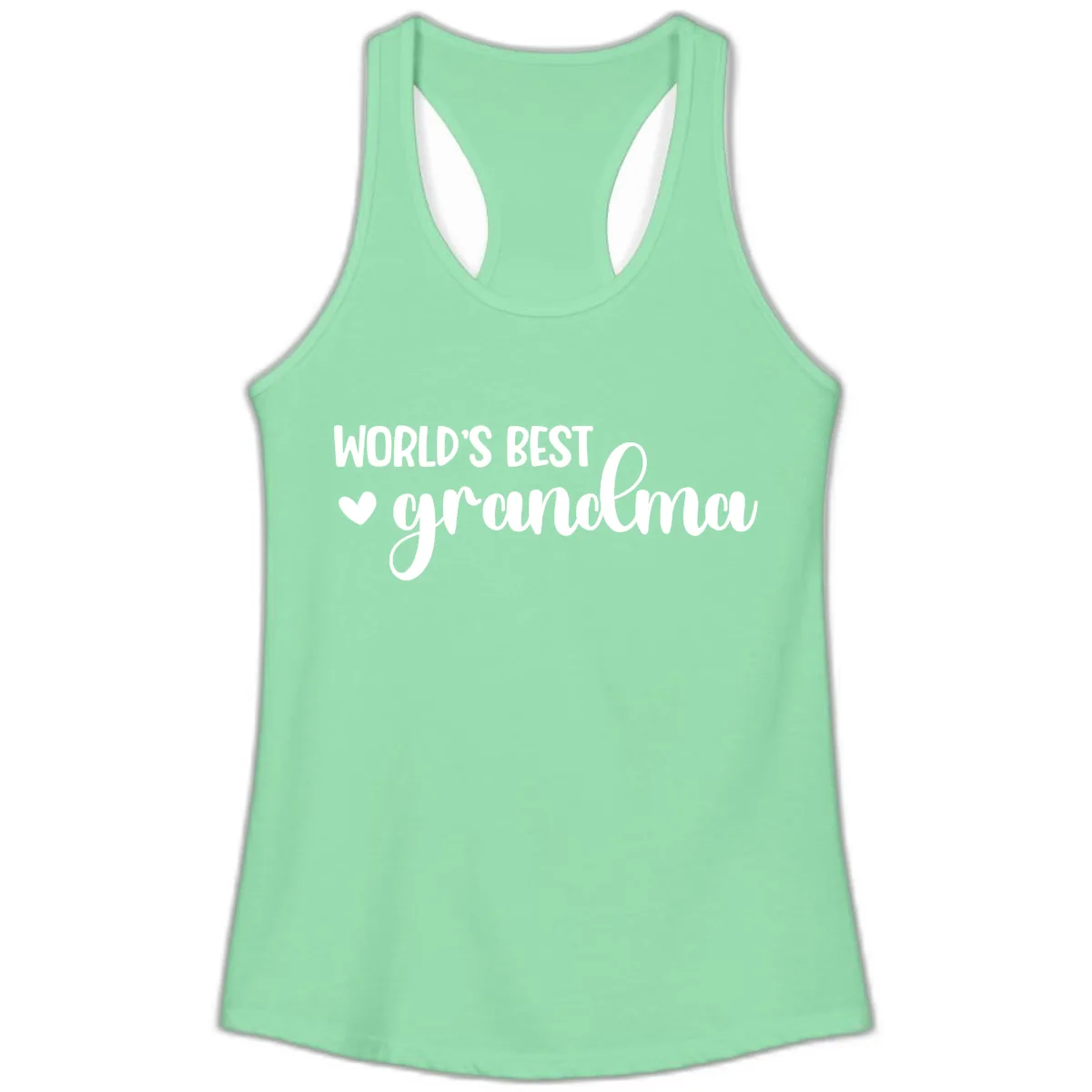 World's Best Grandma Typography Ladies Tank in Solid Mint
