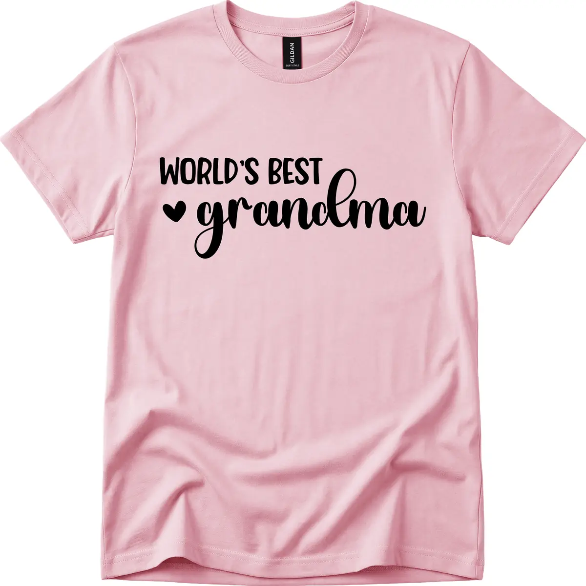 World's Best Grandma Typography T-Shirt in Light Pink